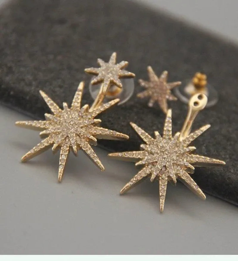 Sparkling Hexagram Snowflake White Sapphire Fission Stud Earrings Charms Bride Jewelry Christmas Gifts