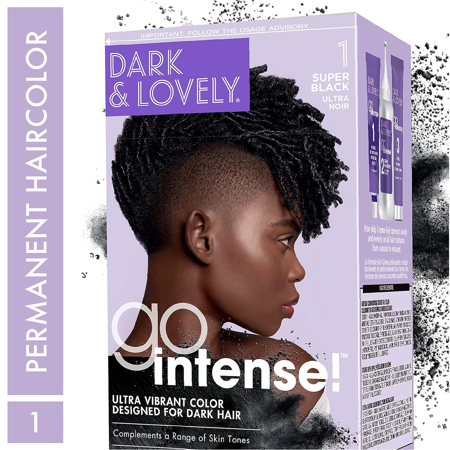 Dark and Lovely Ultra Vibrant Permanent Hair Color Go Intense Hair Dye for Dark Hair with Olive Oil for Shine and Softness, Super Black - WORLD TIME VISITS