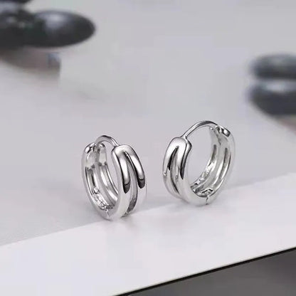Stainless Steel Hoop Earrings Punk Style Multilayer round Double Hip Hop Earrings Gunblack Silver Plated Pierced Stud Earrings Men'S Jewelry