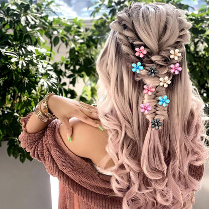 10Pcs Flower Hair Clips for Girls Small Hair Claw Clips Mini Flower Hair Clips with Crystal Cute Metal Claw Clips Sparkling Hair Barrettes Nonslip Side Clip Hair Accessories for Women Blue