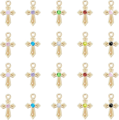 100Pcs 10Colors Rhinestone Tiny Cross Charms Alloy Crystal Mini Crucifix Pendant Beads for Catholic Jewelry Making Necklace Bracelet Earring Keychain DIY Gift Idea Handmade - WORLD TIME VISITS
