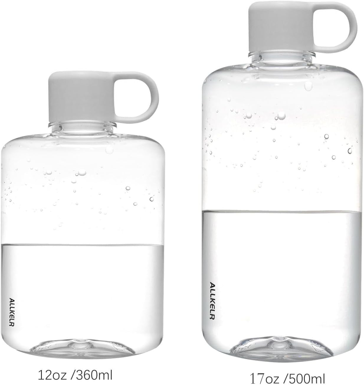 Portable Flat Water Bottle, BPA Free Tritan Plastic Travel Water Bottle for Camping, Fitness, Outdoor Sports, Fits Purse and Pocket (Gray, 16.9 Oz)
