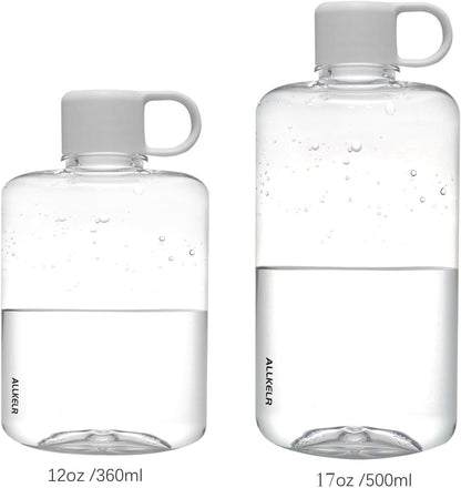 Portable Flat Water Bottle, BPA Free Tritan Plastic Travel Water Bottle for Camping, Fitness, Outdoor Sports, Fits Purse and Pocket (Gray, 16.9 Oz)