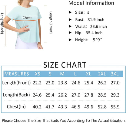 Women'S Workout T-Shirts Loose Fit Short Sleeve Cotton Running Basic Tee Tops with Split Hem
