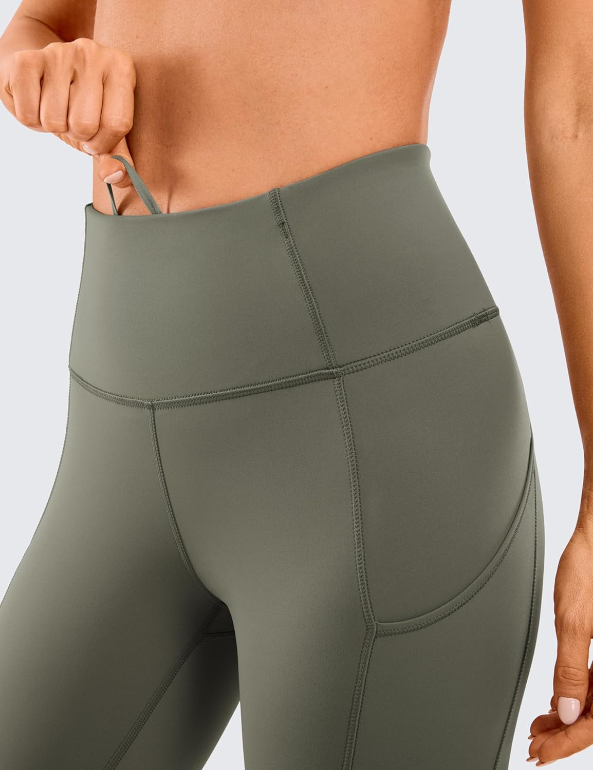 Women'S Naked Feeling Workout Leggings 25 Inches - High Waisted Yoga Pants with Side Pockets Running Tights