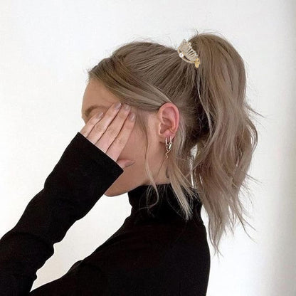 1.77Inch Small Hair Claw Clips for High Ponytail, Rhinestone Shark Hair Clips for Women Thick Long Hair Gold(Pack of 3)