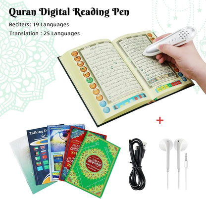 16G Quran Pen, Digital Pen Talking Reader Rechargeable Quran Book Reader with Multilingual 25 Reciters, Aluminium Box Packaging, Muslims Gift Ramadan Gift - WORLD TIME VISITS