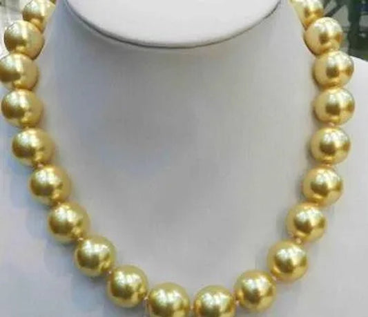 16mm Golden South Sea Shell Pearl Necklace 18" - WORLD TIME VISITS