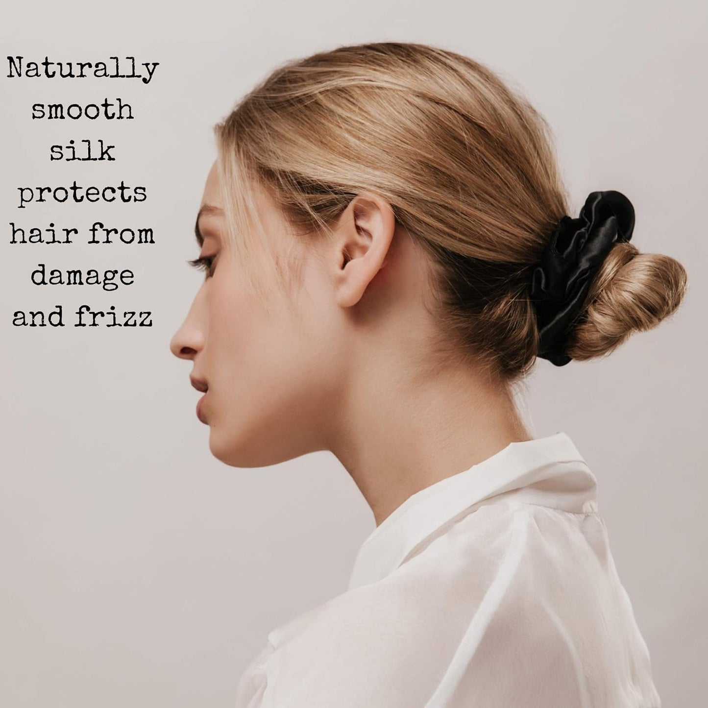 Mulberry Silk Scrunchies for Hair (Black Marble, White Marble, Ivory)