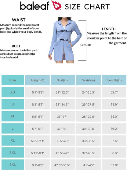 Women'S Long Sleeve Zip Beach Coverup UPF 50+ Sun Protection Hooded Cover up Shirt Dress with Pockets