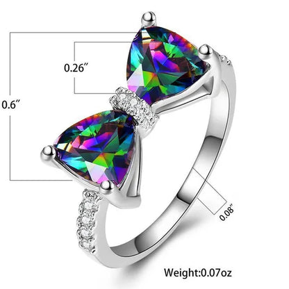 Cute Women Ring 925 Sterling Silver Bowknot Topaz Rings Girl Daily Casual Party Gemstone Rings Jewelry Gift