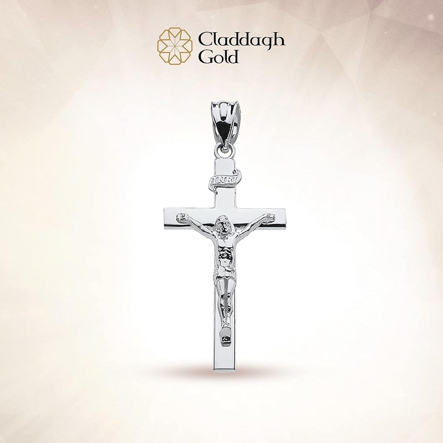 Religious Jewelry .925 Sterling Silver 1-1/4 INRI Crucifix Cross Pendant Charm