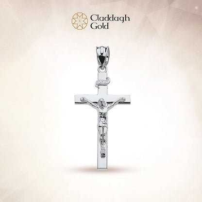 Religious Jewelry .925 Sterling Silver 1-1/4 INRI Crucifix Cross Pendant Charm