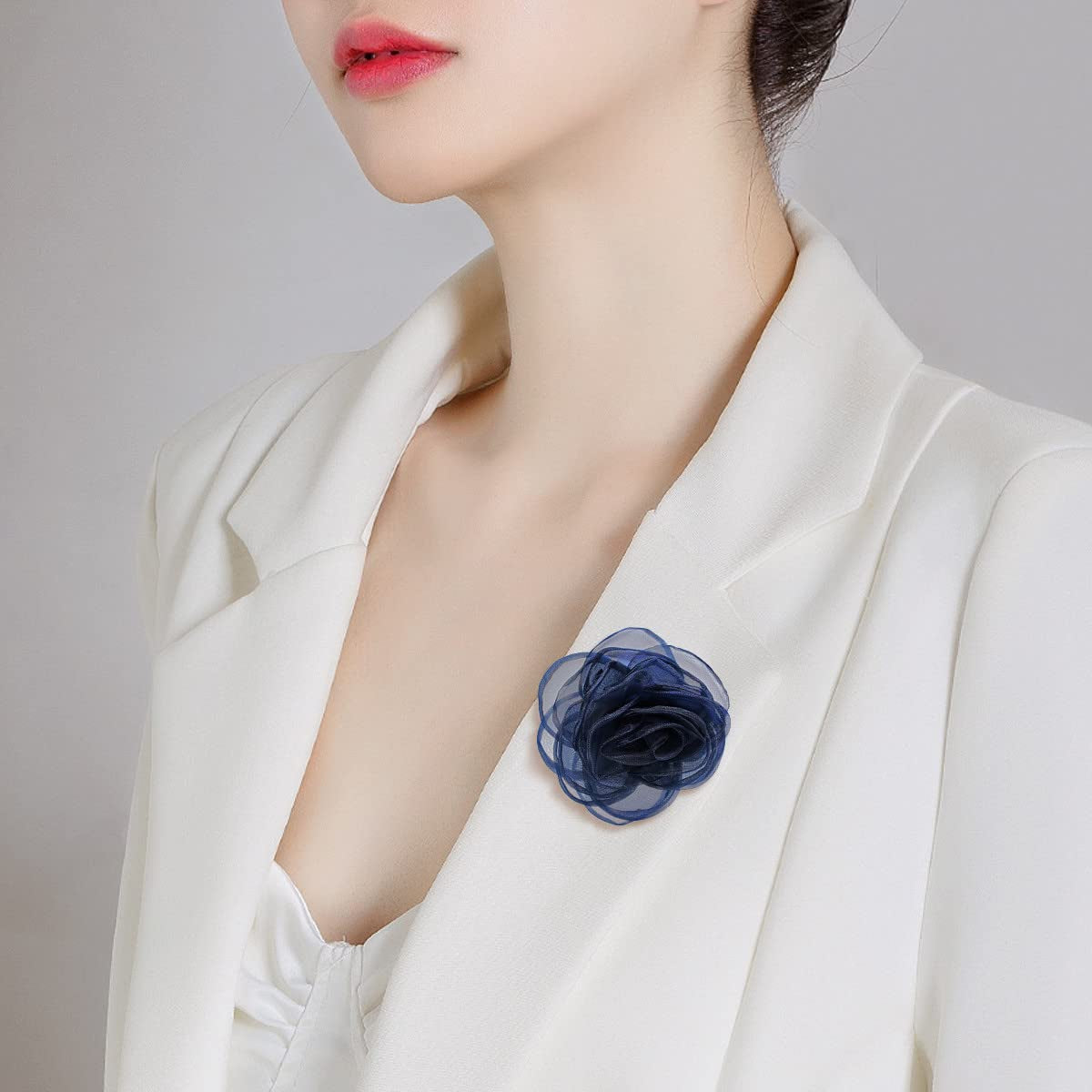 Rose Flower Hairpin Hair Clip Rose Floral Brooches for Women Hair Accessories Wedding (Blue)