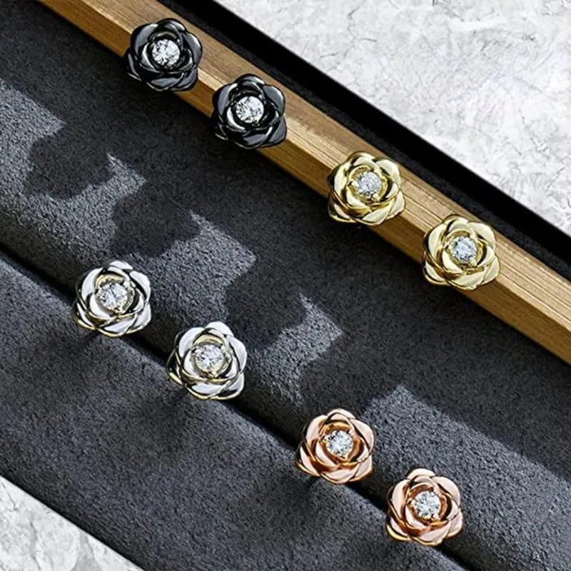 Exquisite Cute Rose Flower Stud Earrings for Women Daily Casual Party Jewelry Gift - WORLD TIME VISITS
