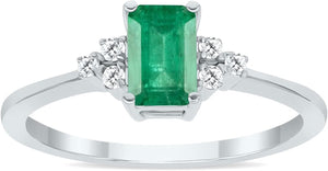 Gemstone and Diamond Ring in 10K White Gold (Available in Emerald, Sapphire, Blue Topaz, Amethyst, and More)