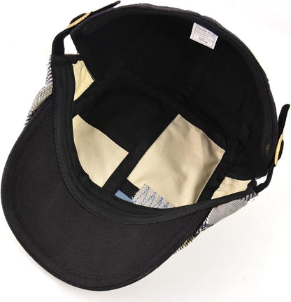 Men'S Beret Hat Cotton Buckle Adjustable Newsboy Hats Cabbie Gatsby Cap