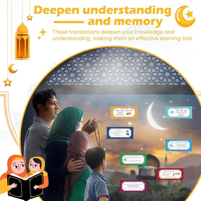 24 Pcs Muslim Stickers Gifts for Muslim Kids, Removable DIY Family Dua Sticker Decal Wall Mural Islamic Arabic Quotes Letters Teaching Education Stuff Wall Sticker, 7.87 X 3.54 Inches