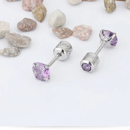 2Pc/Pair New Fashion Crystal Zircon Stainless Steel Stud Earrings Elegant Jewelry for Women