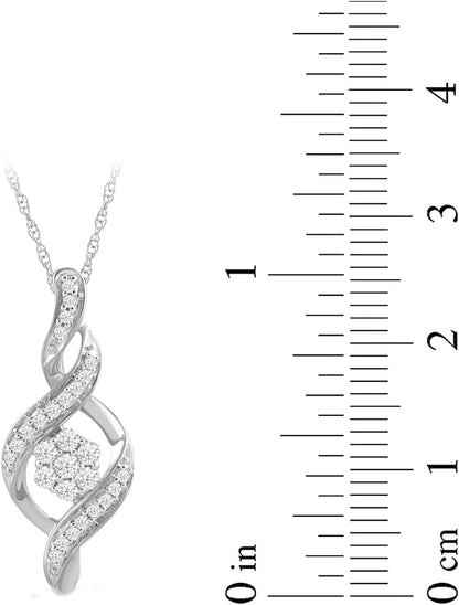 Amazon Essentials 10K Diamond Twist Pendant Necklace (1/4 Cttw) (Previously )