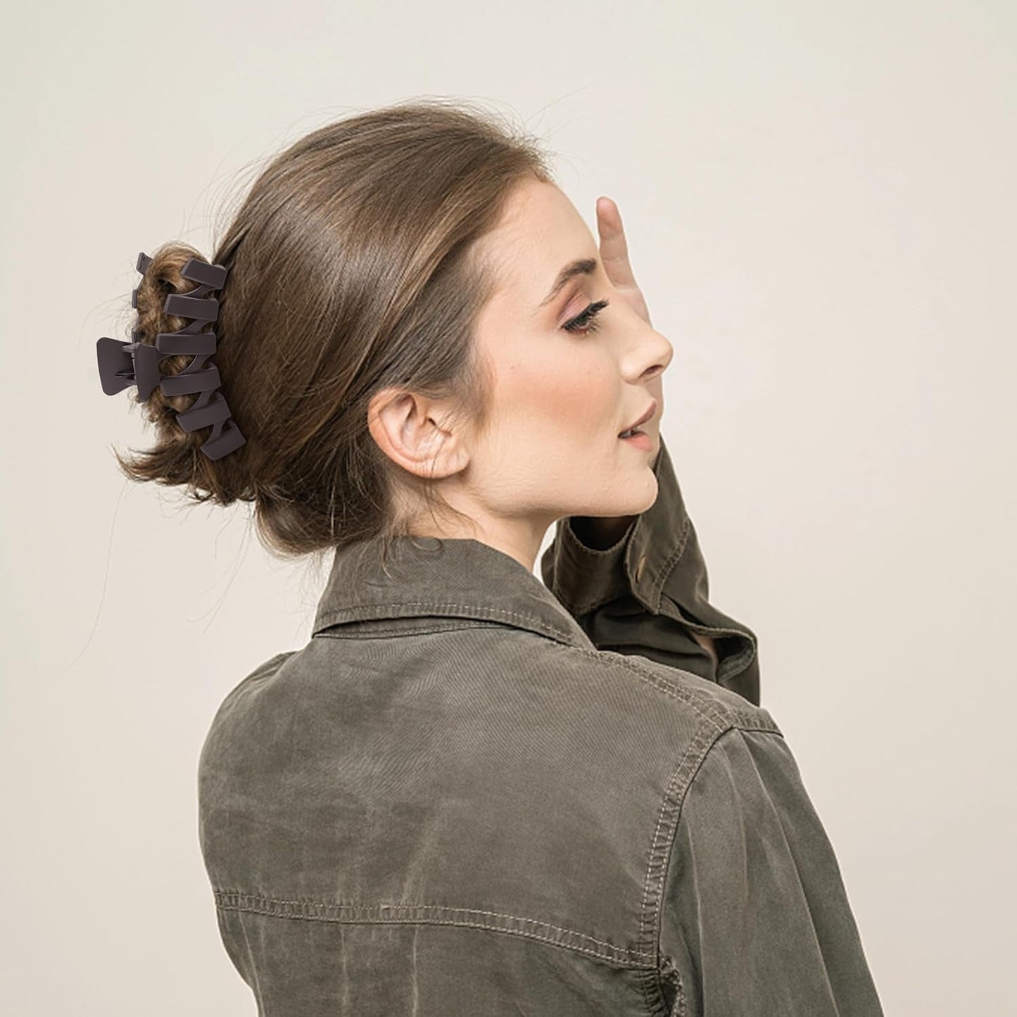 8PCS Hair Clips for Women, Flower Claw Clips for Thick Hair, Non-Slip Hair Accessories with Multi-Styles, Neutral Colors Variety Pack