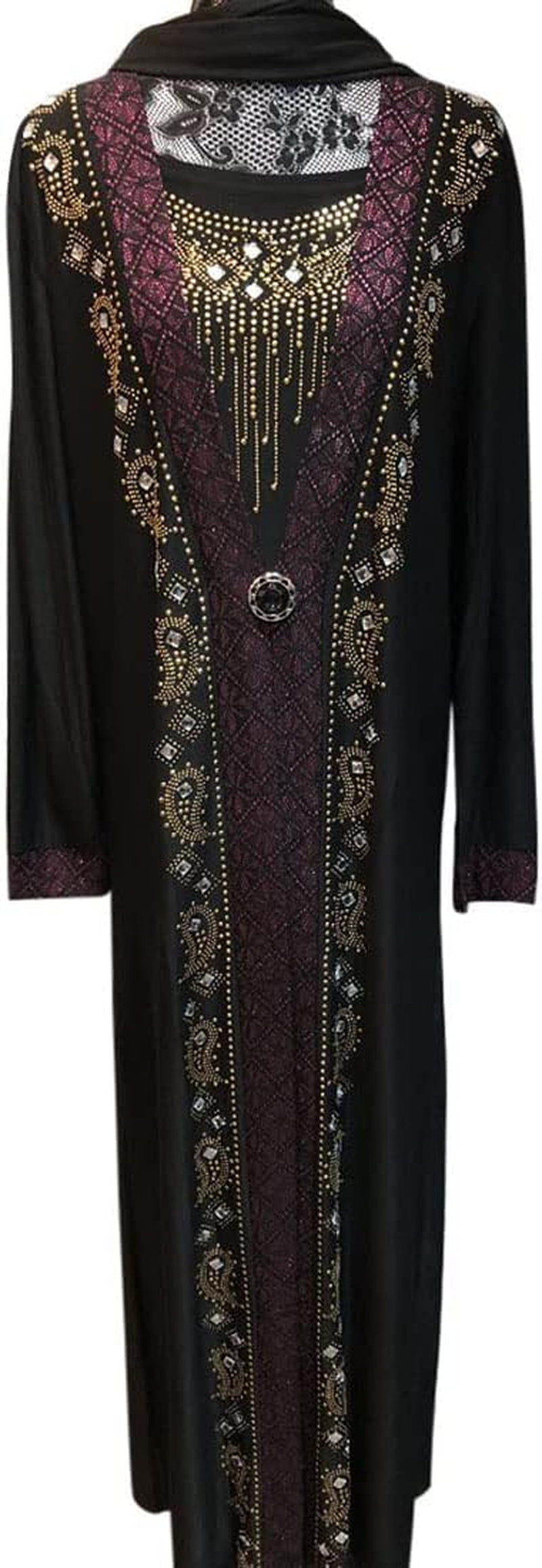 Women Muslim Dress Middle East Arabian Robe Islamic Abaya Long Sleeve Rhinestones Embroidered Cardigan Dress