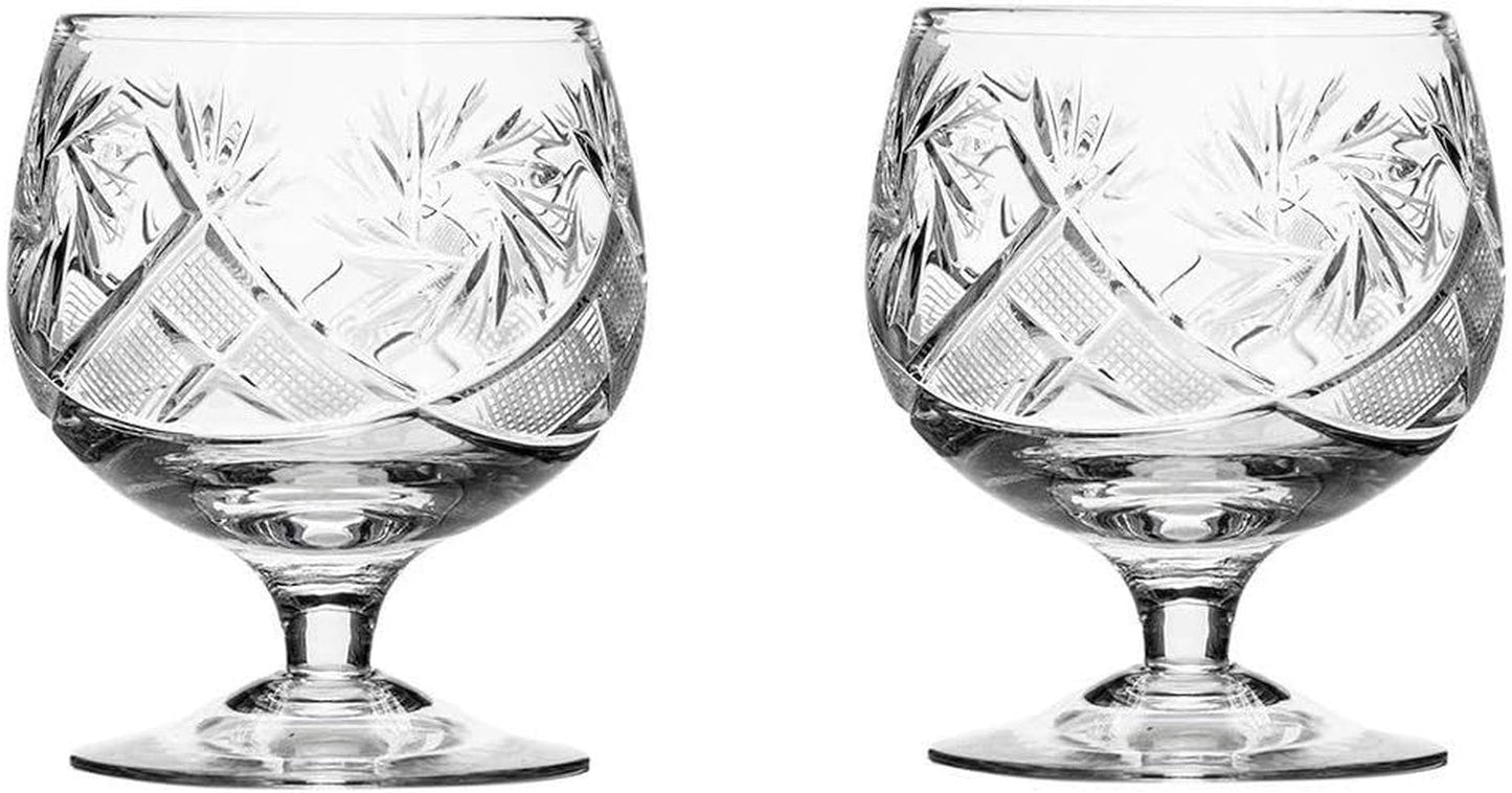 HOMEHUT  Set of 2 Russian Cut Crystal Brandy Snifter Glasses 11-Oz, Old Fashioned Vintage Glassware (Brandy Snifter) - WORLD TIME VISITS