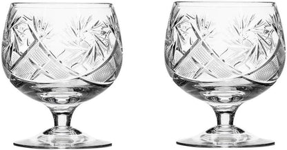 HOMEHUT  Set of 2 Russian Cut Crystal Brandy Snifter Glasses 11-Oz, Old Fashioned Vintage Glassware (Brandy Snifter) - WORLD TIME VISITS