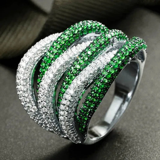 Luxury  Silver Natural Gemstones Emerald Twist Rings Birthstone Engagement Rings Wedding Anniversary Bride Women Ring Size 6 7 8 9 10 - WORLD TIME VISITS