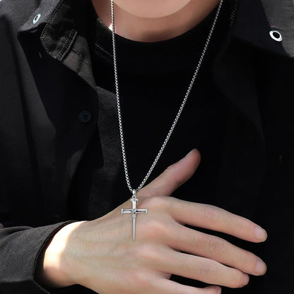 Three Nail Cross Necklace 925 Sterling Silver 3 Nail Cross Pendant Christian Jewelry Gifts for Men 22+2"