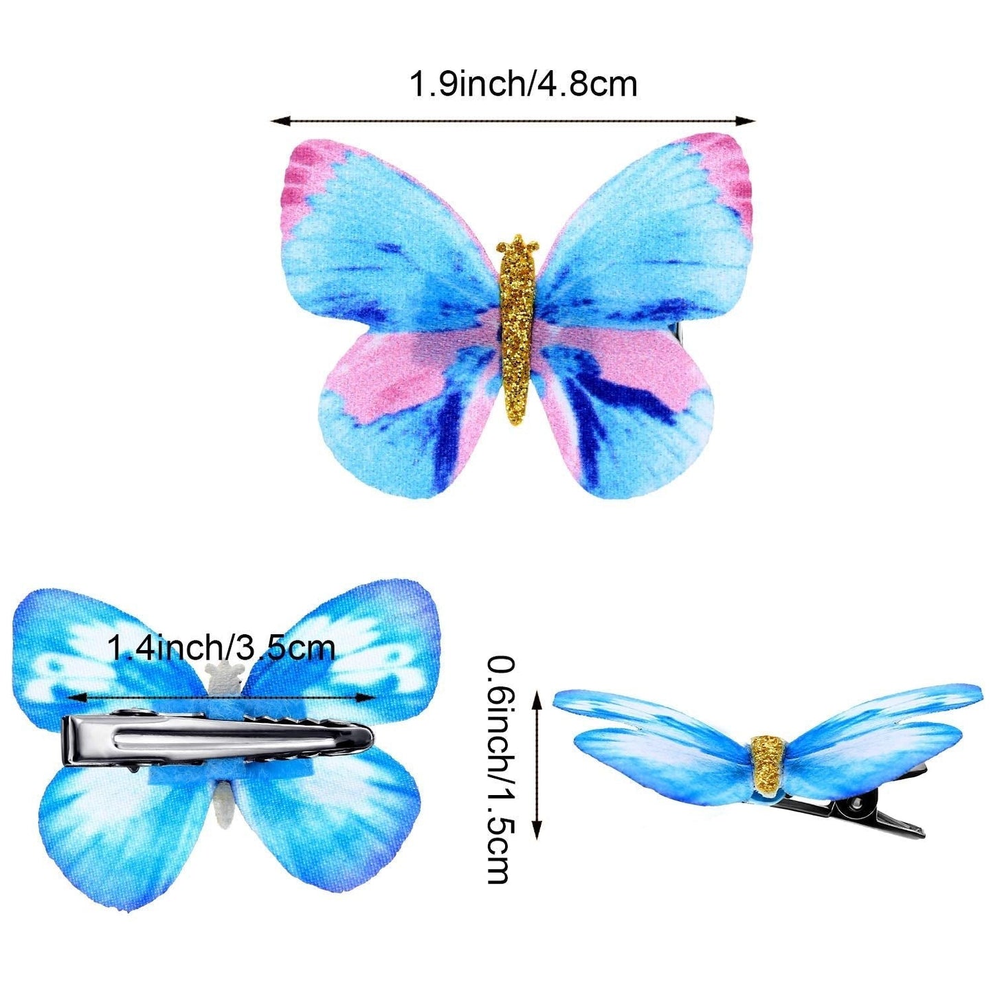 18 Pieces Glitter Butterfly Hair Clips for Teens Women Hair Accessories (Fresh Styles)