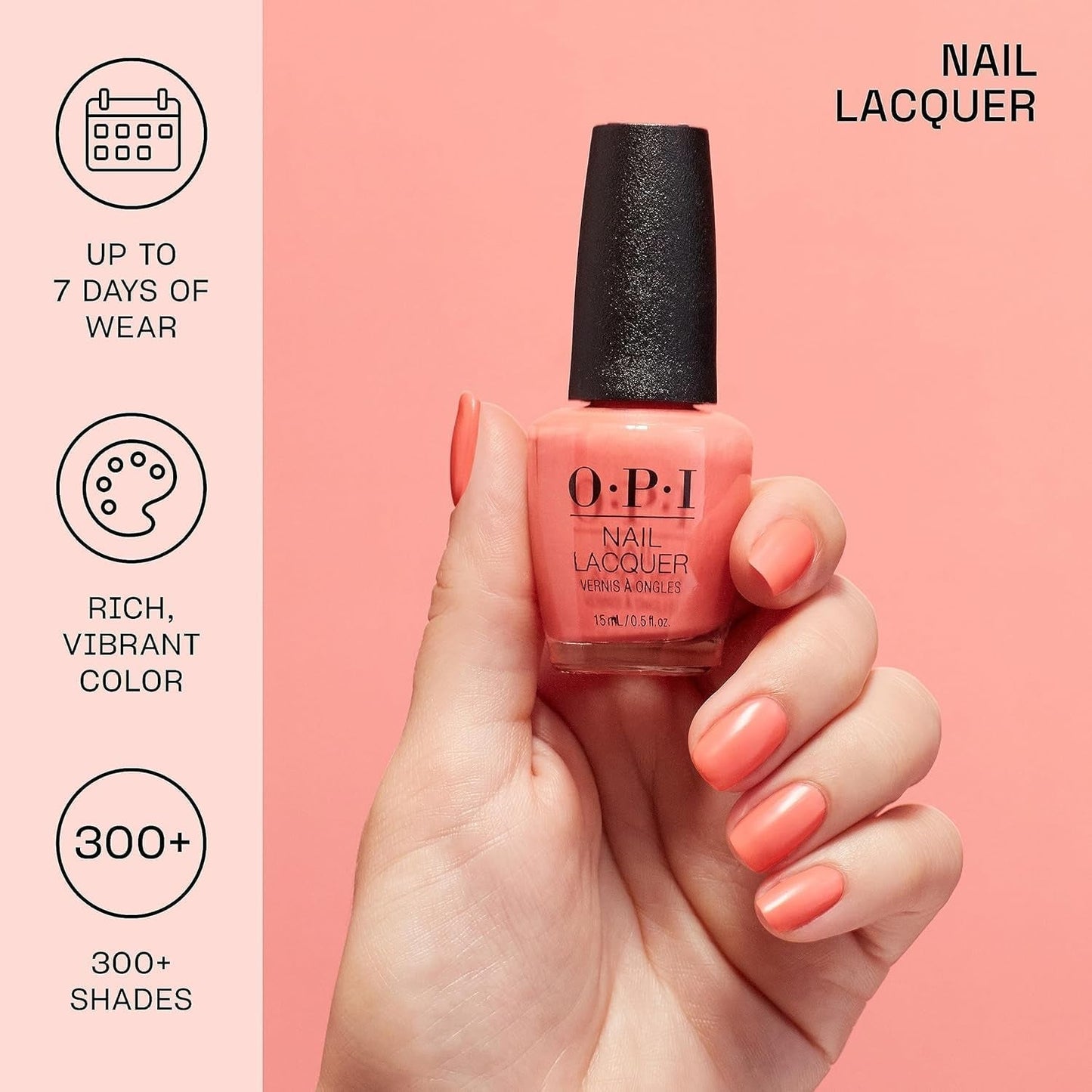 OPI Nail Lacquer, Big Apple Red, Red Nail Polish, 0.5 Fl Oz