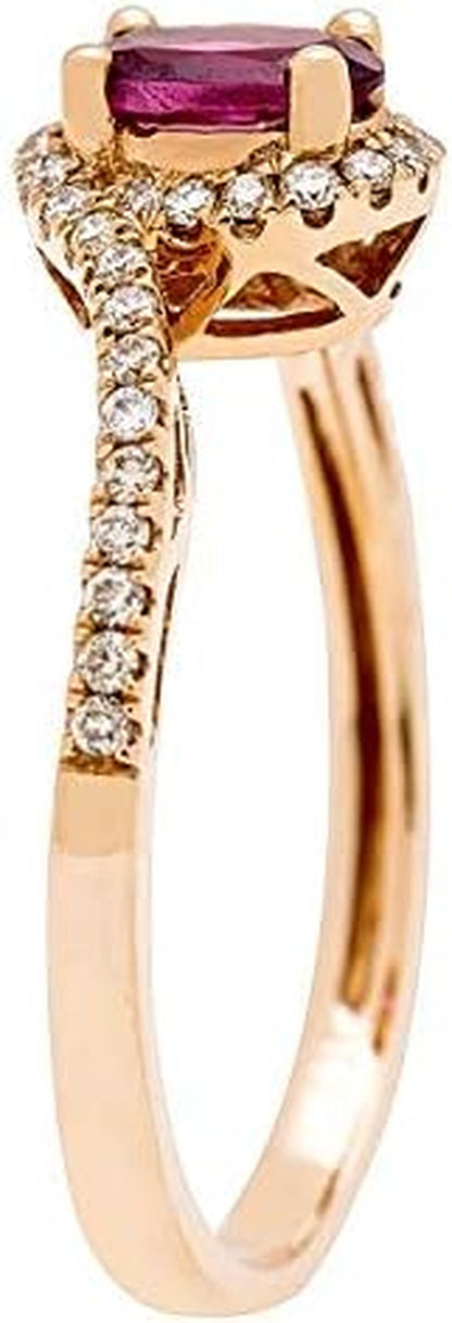 10K Yellow Gold Mozambique Genuine Ruby Ring with Diamonds for Women | Ethically, Authentically & Organically Sourced (Oval-Cut) Shaped Ruby Hand-Crafted Jewelry for Her | Ruby Ring for Women