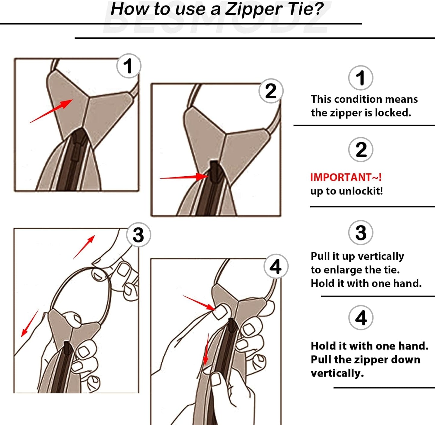 Men'S Lot 6 PCS Classic Zipper Ties Pretied Solid Color Necktie Set