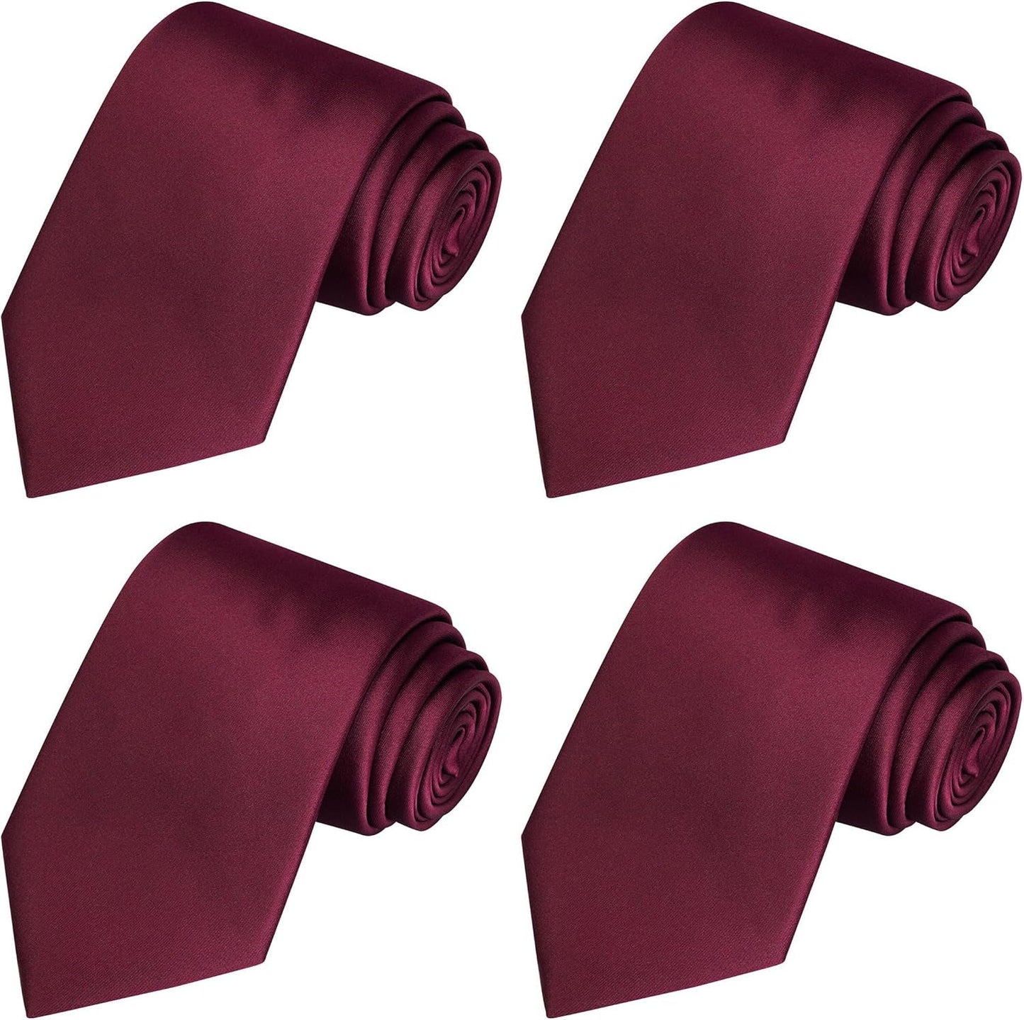 4PCS Solid Ties Satin Tie Wedding Neckties + 1 Magnetic Box - WORLD TIME VISITS