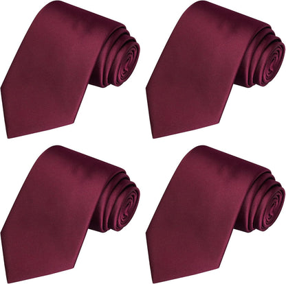 4PCS Solid Ties Satin Tie Wedding Neckties + 1 Magnetic Box - WORLD TIME VISITS