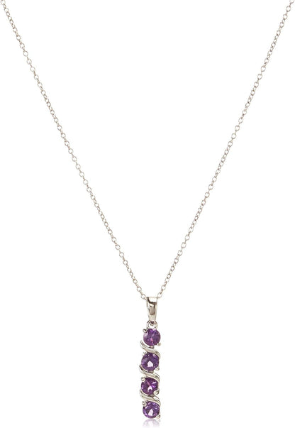 Womens Sterling Silver Created Gemstones Four Stone Pendant Necklace (Previously Amazon Collection)