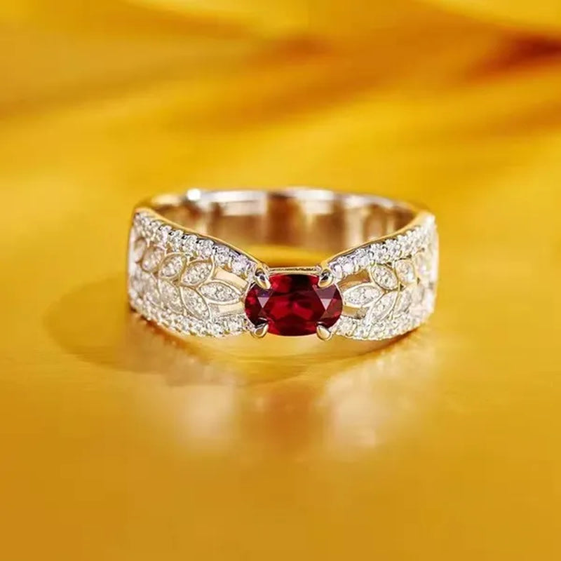 Women Exquisite 925 Sterling Silver Red Ruby Gems Fully-Jewelled Princess Rings Jewel - WORLD TIME VISITS