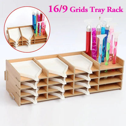 Diamond Painting Tool Tray Point Drill Pen Wood Organizer Holder Detachable Diamond embroidery Accessories - WORLD TIME VISITS