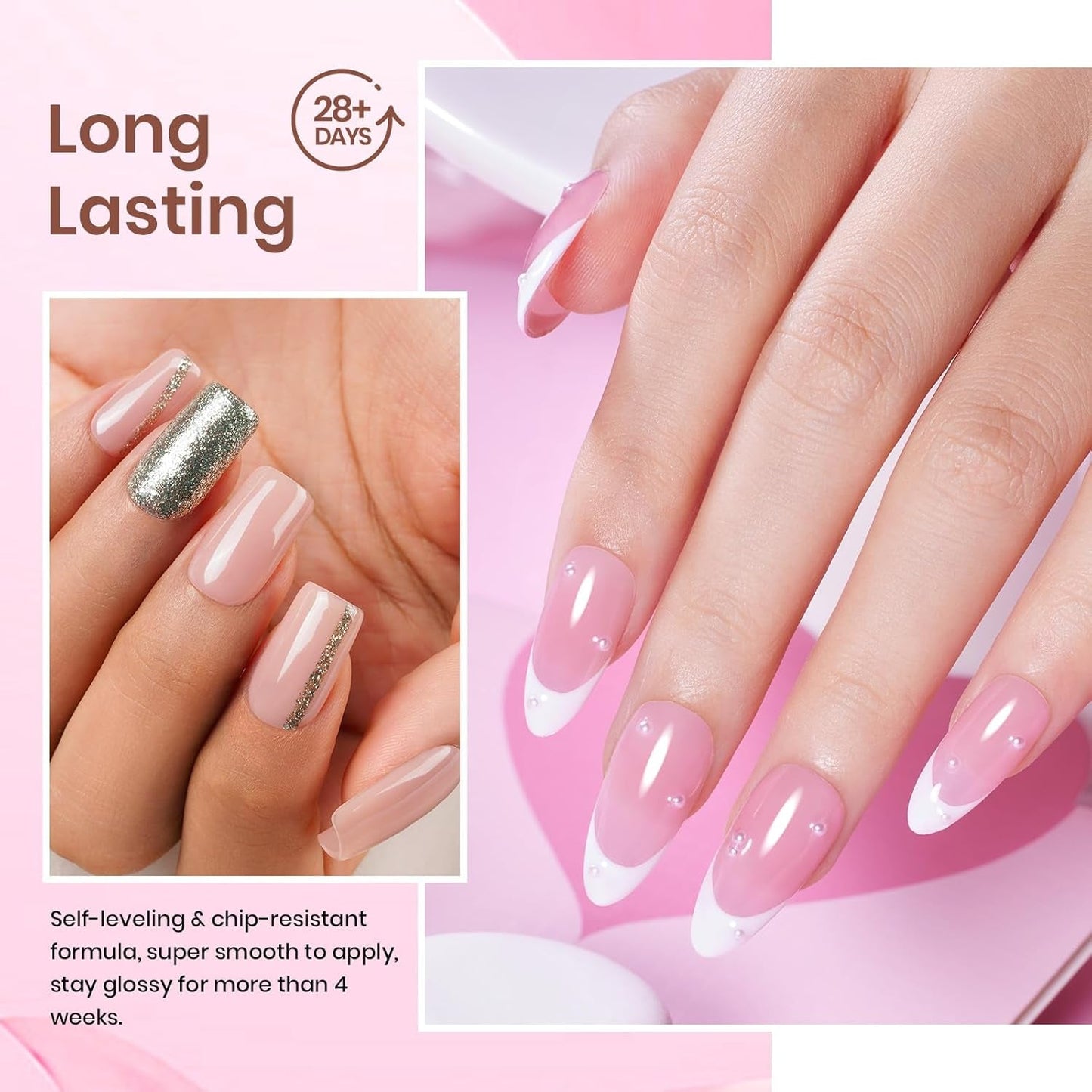 Beetles Jelly Gel Nail Polish Set, 6 Colors Milky White Nude Pink Sheer Brown Gel Polish Kit Nail Concealer Translucent Effect Soak off Uv French Nail Art Gift for Women Ultimate Monochrome Collection