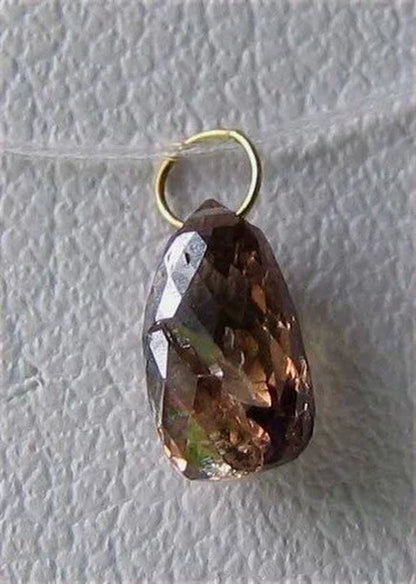 0.79Cts Champagne Diamond 18K Briolette Pendant |6.75X3.75X2.75Mm and 3Mm Loop |