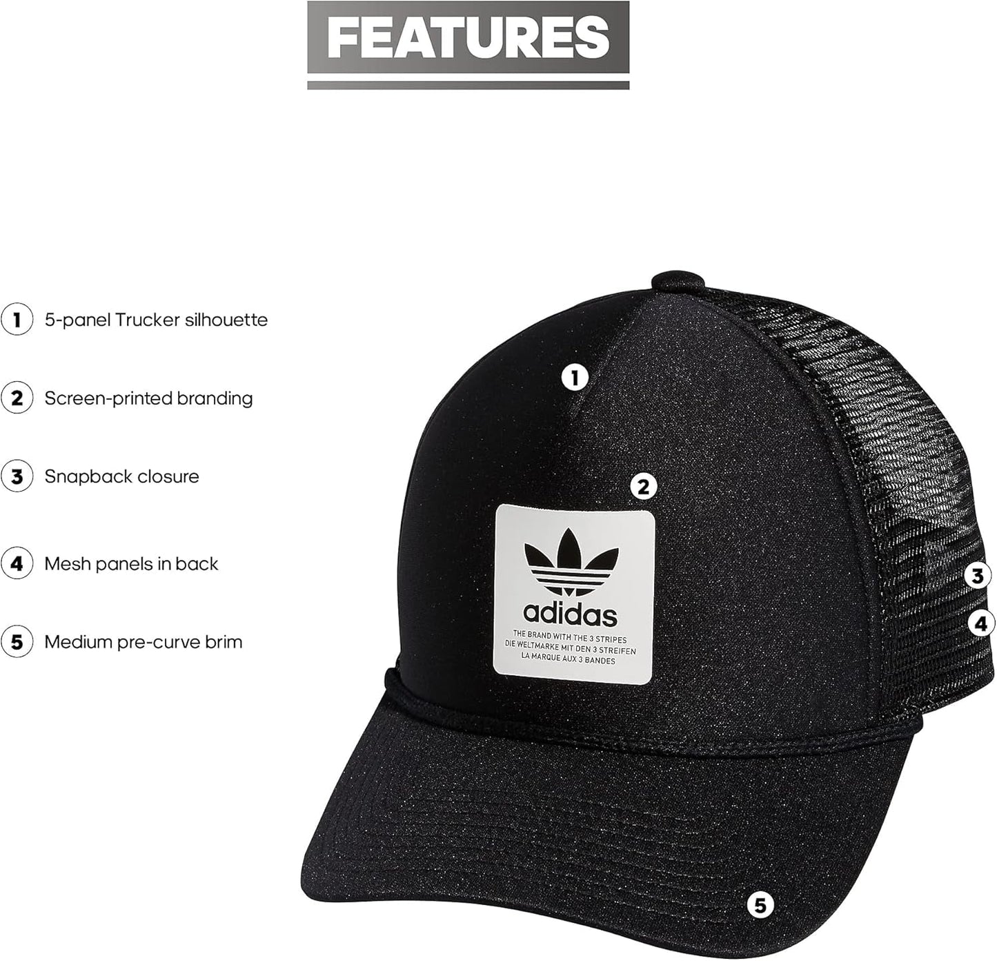 Dispatch Trucker 5-Panel High Crown Mesh-Back Adjustable Strapback Cap