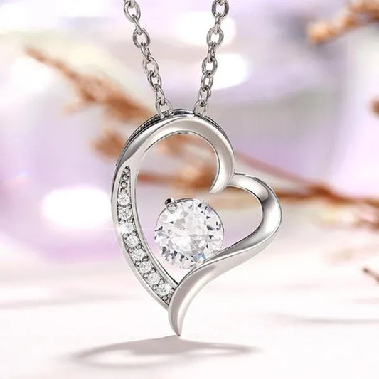 Delicate Ladies Clavicle Necklace Cubic Zircon Heart Pendant Necklace Bridal Wedding Necklace Jewelry - WORLD TIME VISITS