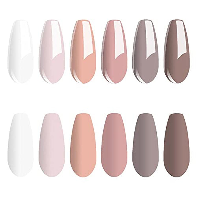 Gel Nail Polish Kit - 6 Colors Classic Nudes Series Natural Skin Tone, Trendy Pigmented Daily Nail Gel Shades Nail Art at All Seasons