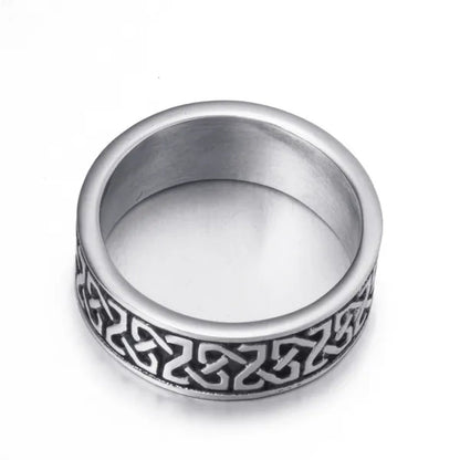 8mm Men's Boy's Stainless Steel Ring Band Celtic Knot Silver Black Biker jewelry Size 8-15