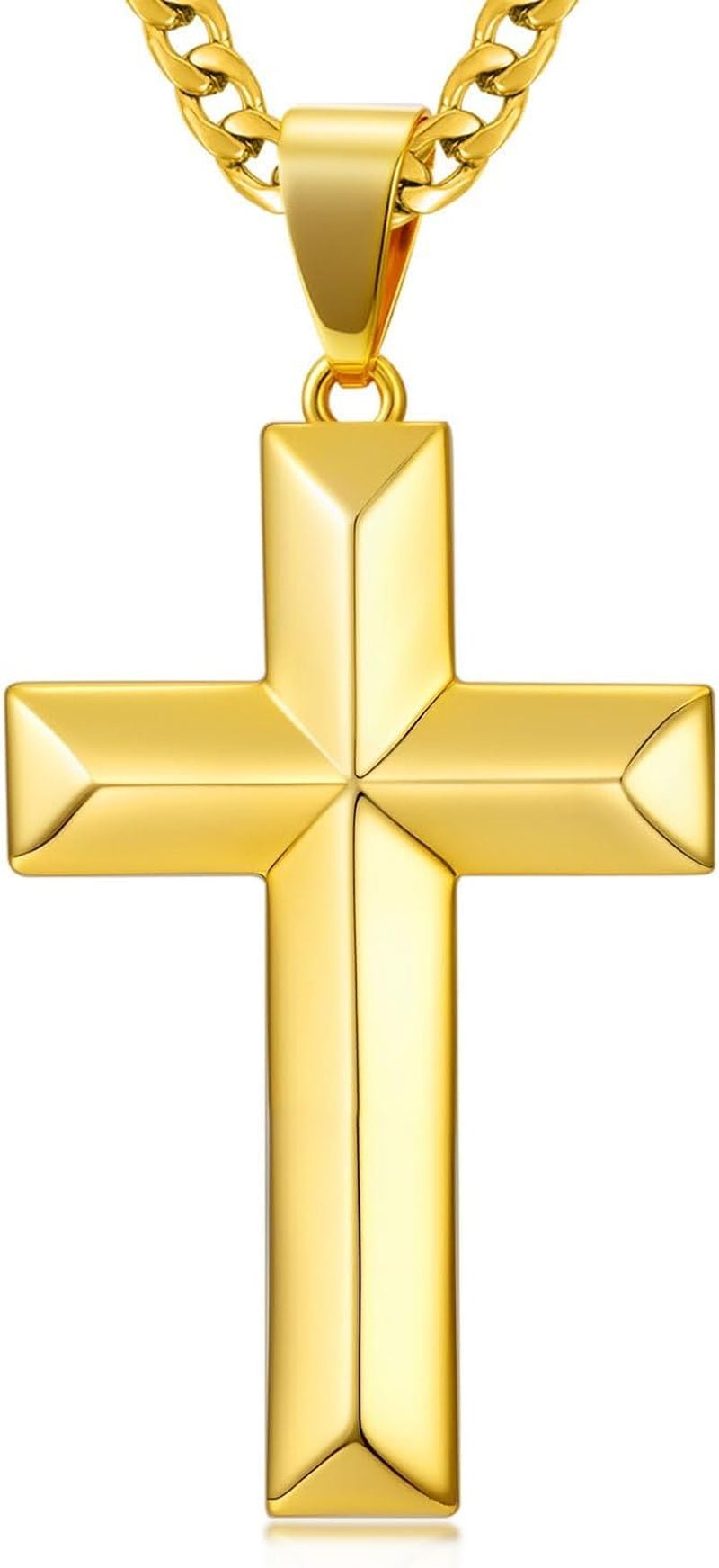 18K Gold Cross Necklace for Men Gold Cross Pendant Minimalist Cross Christian Jewelry Religious Gift - WORLD TIME VISITS