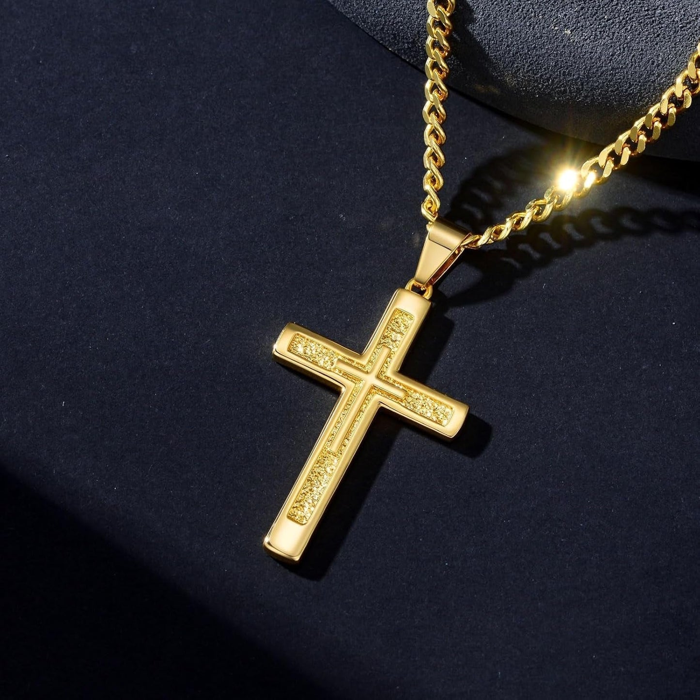 18K Gold Cross Necklace for Men Gold Cross Pendant Minimalist Cross Christian Jewelry Religious Gift