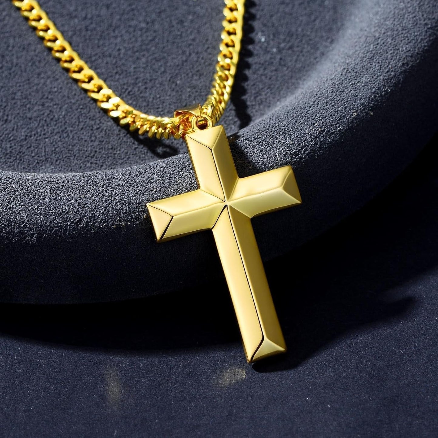 18K Gold Cross Necklace for Men Gold Cross Pendant Minimalist Cross Christian Jewelry Religious Gift