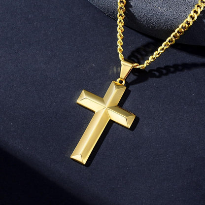 18K Gold Cross Necklace for Men Gold Cross Pendant Minimalist Cross Christian Jewelry Religious Gift
