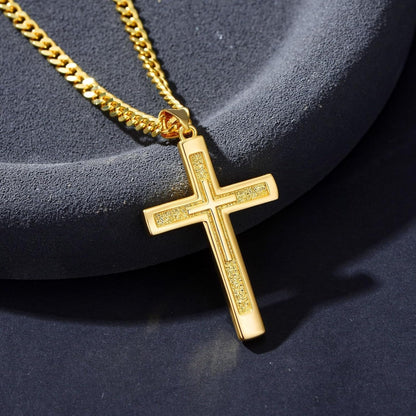 18K Gold Cross Necklace for Men Gold Cross Pendant Minimalist Cross Christian Jewelry Religious Gift